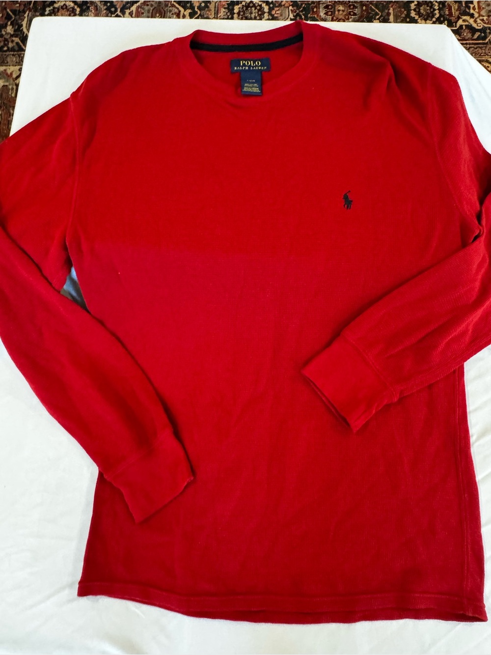 Polo by Ralph Lauren Men’s Bright Red Long-Sleeve Crewneck Shirt